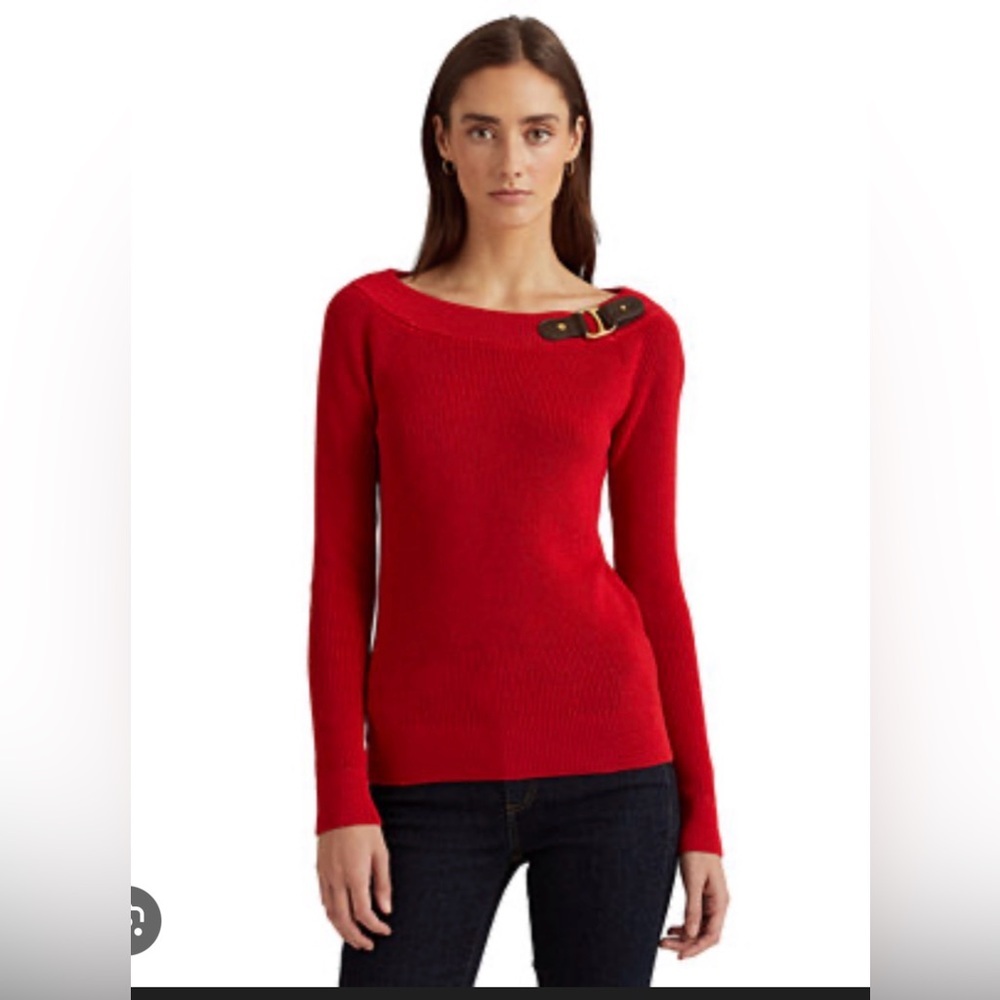 Polo Ralph Lauren Red Sweater with Buckle Accent